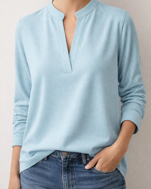 Women's Spring/Fall Solid-Color Casual New-Style Shirt Women's V-neck Long-Sleeve Shirt | JRSEE:9c22512b-d15d-4faf-9923-5d3419519159