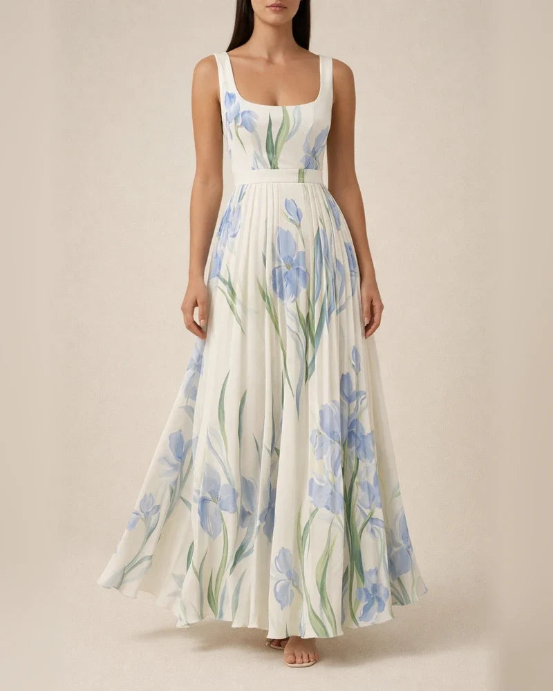 Women's Strapless Digital-Print Pleated Floral Long Sleeveless Dress | JRSEE:8b9f9ea7-cae2-4212-8650-2faedc83d4e1