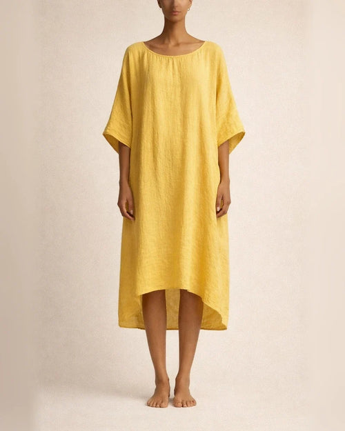 Women's Summer Casual Fashion Cotton-Linen Blend Batwing Sleeve Loose-Fit 3/4-Sleeve Dress | JRSEE:9dcf13c1-8174-4b5f-9b9b-8c782a033e13 | JRSEE:47b77981-d632-4614-8a2d-336b534e4395