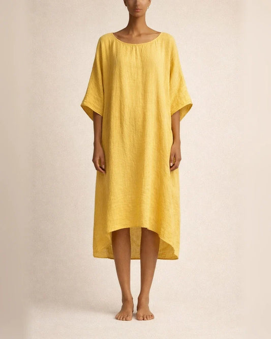 Women's Summer Casual Fashion Cotton-Linen Blend Batwing Sleeve Loose-Fit 3/4-Sleeve Dress | JRSEE:9dcf13c1-8174-4b5f-9b9b-8c782a033e13 | JRSEE:47b77981-d632-4614-8a2d-336b534e4395