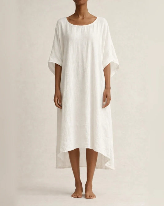 Women's Summer Casual Fashion Cotton-Linen Blend Batwing Sleeve Loose-Fit 3/4-Sleeve Dress | JRSEE:e8eb4a4e-adc4-47eb-ba61-13f99039420e | JRSEE:2b0bb87b-83e9-43d7-bd90-d1947aed2fdd