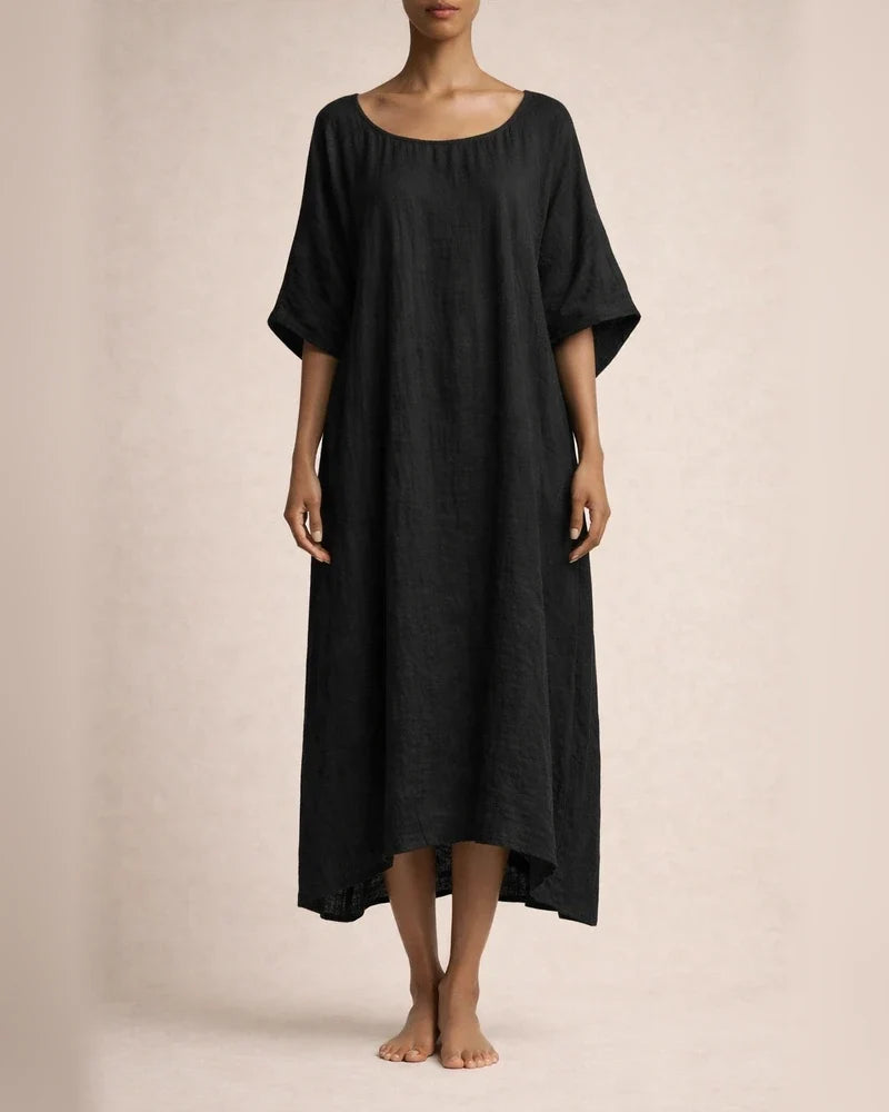 Women's Summer Casual Fashion Cotton-Linen Blend Batwing Sleeve Loose-Fit 3/4-Sleeve Dress | JRSEE:f1da5134-ff39-489c-9ae6-ba45909845ed | JRSEE:9bce2e34-1691-4d06-8ec8-b87736b12b5b