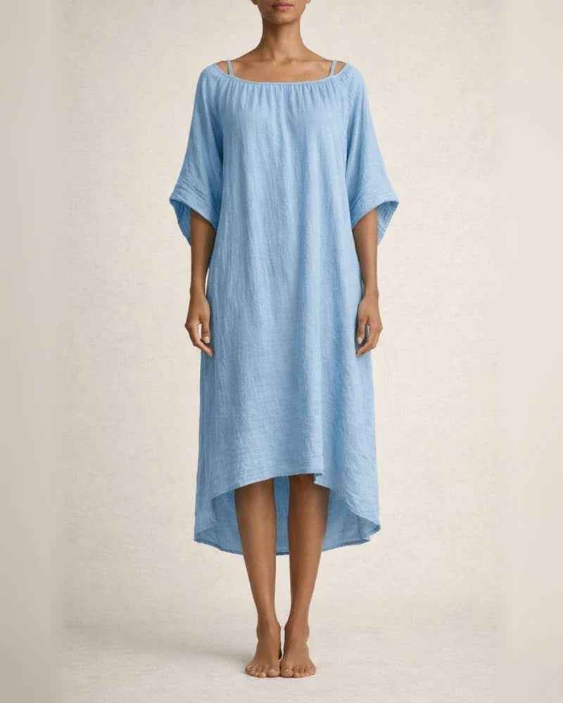 Women's Summer Casual Fashion Cotton-Linen Blend Batwing Sleeve Loose-Fit 3/4-Sleeve Dress | JRSEE:09f2d5ce-4296-48ee-8af8-a6a057e297d2 | JRSEE:79665740-2e0f-4699-b2ba-2f29f8da3fbb
