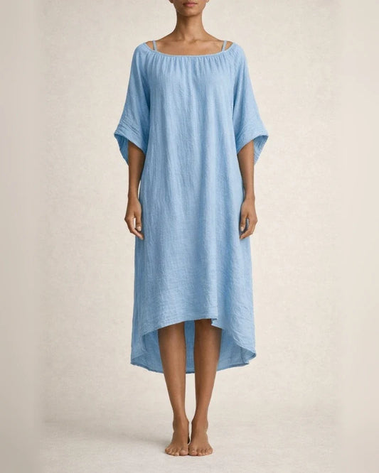 Women's Summer Casual Fashion Cotton-Linen Blend Batwing Sleeve Loose-Fit 3/4-Sleeve Dress | JRSEE:09f2d5ce-4296-48ee-8af8-a6a057e297d2 | JRSEE:79665740-2e0f-4699-b2ba-2f29f8da3fbb
