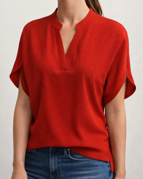 Women's Summer Casual Solid Color V-neck Loose Shirt Top | JRSEE:9add8545-e3bb-4896-a891-72cb9148c4ad