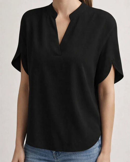 Women's Summer Casual Solid Color V-neck Loose Shirt Top | JRSEE:e903b3c5-3864-4e0e-9d0a-66c20a764b28