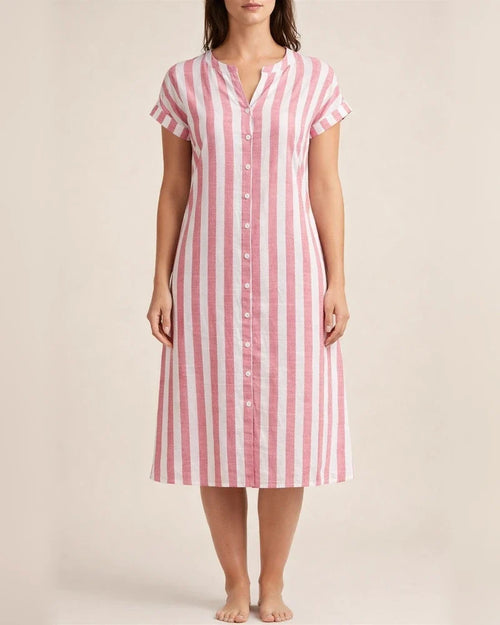 Women's Summer Fashion Loose-Fit Casual Striped Shirt Dress | JRSEE:be8fe3d0-2efa-4a6d-8e0e-aedc950d7b51