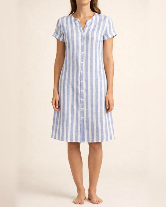 Women's Summer Fashion Loose-Fit Casual Striped Shirt Dress | JRSEE:56a0e4cc-dcb6-49fe-bacf-22b6d260242c