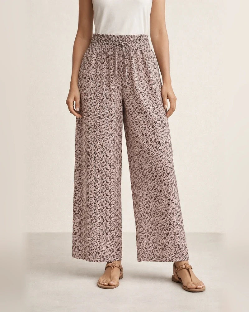 Women's Summer New Arrival Fashionable Floral Print Side-Slit Wide-Leg Cropped Pants | JRSEE:74f1dabe-dc29-4706-81eb-a37223f30122