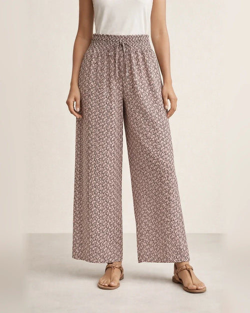 Women's Summer New Arrival Fashionable Floral Print Side-Slit Wide-Leg Cropped Pants | JRSEE:74f1dabe-dc29-4706-81eb-a37223f30122