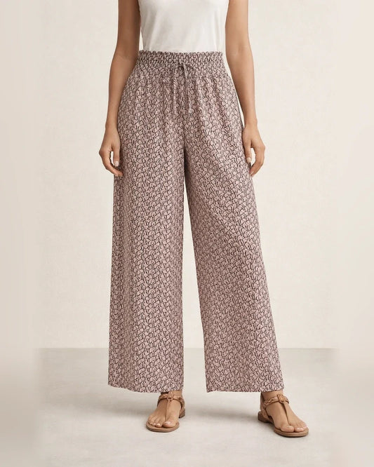 Women's Summer New Arrival Fashionable Floral Print Side-Slit Wide-Leg Cropped Pants | JRSEE:74f1dabe-dc29-4706-81eb-a37223f30122