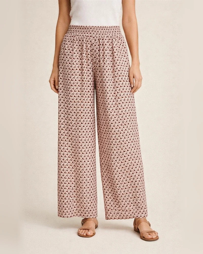 Women's Summer New Arrival Fashionable Floral Print Side-Slit Wide-Leg Cropped Pants | JRSEE:418ba9ba-7a32-4707-ab42-094c108b9cf9