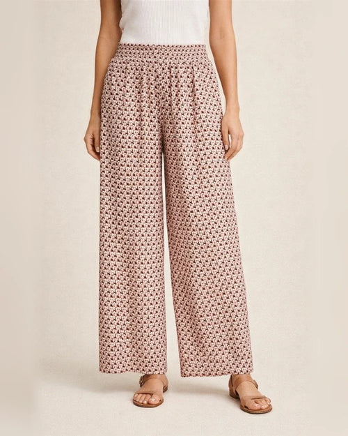 Women's Summer New Arrival Fashionable Floral Print Side-Slit Wide-Leg Cropped Pants | JRSEE:418ba9ba-7a32-4707-ab42-094c108b9cf9