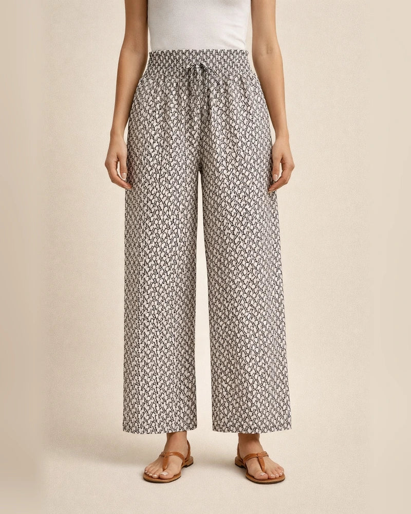 Women's Summer New Arrival Fashionable Floral Print Side-Slit Wide-Leg Cropped Pants | JRSEE:0c146afe-6fb6-49ca-8fe2-e14f6db0de5f
