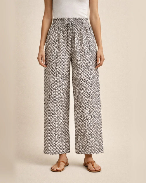 Women's Summer New Arrival Fashionable Floral Print Side-Slit Wide-Leg Cropped Pants | JRSEE:0c146afe-6fb6-49ca-8fe2-e14f6db0de5f