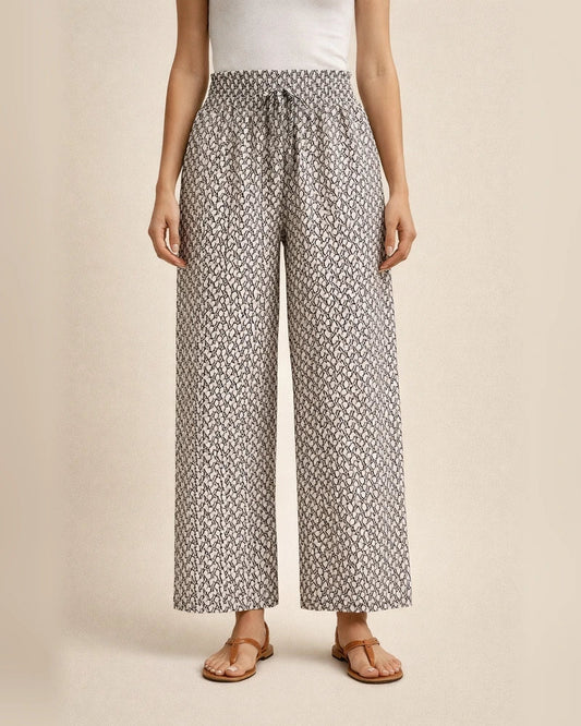 Women's Summer New Arrival Fashionable Floral Print Side-Slit Wide-Leg Cropped Pants | JRSEE:0c146afe-6fb6-49ca-8fe2-e14f6db0de5f