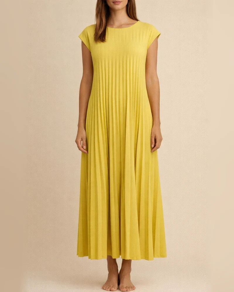 Women's Summer New Fashion Round Neck Sleeveless Pleated Dresses Long Dresses | JRSEE:0ebb4e58-e59d-4e33-a0e4-a048c945ac69