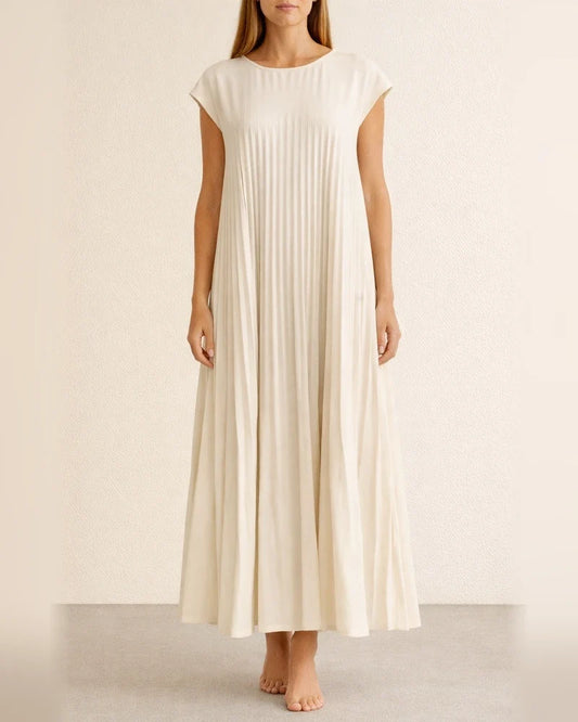 Women's Summer New Fashion Round Neck Sleeveless Pleated Dresses Long Dresses | JRSEE:2539a13d-b898-4a4c-8c03-3ad27d49b5be