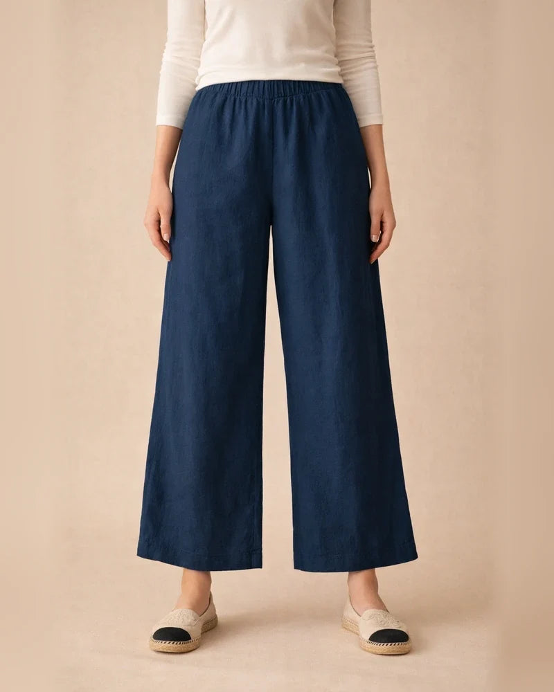 Women's Summer New Solid Color Cotton and Linen Loose Casual Wide-legged Nine-minute Pants | JRSEE:4b2be863-f1af-4265-bf44-582f1c8c07e2
