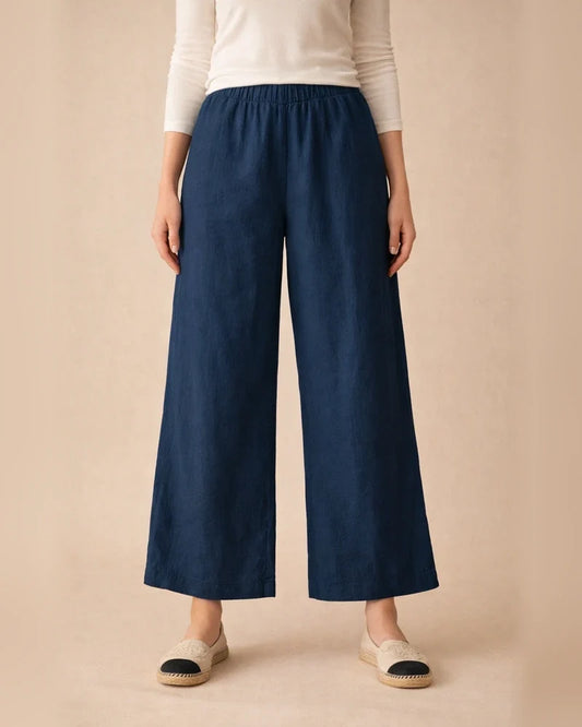 Women's Summer New Solid Color Cotton and Linen Loose Casual Wide-legged Nine-minute Pants | JRSEE:4b2be863-f1af-4265-bf44-582f1c8c07e2