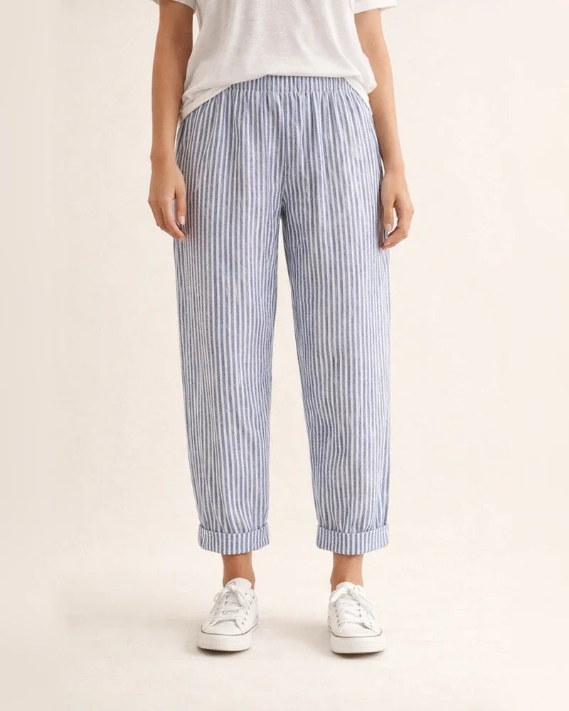 Women's Summer New Woven Jacquard Striped Splicing Casual Pants | JRSEE:632120b6-7d16-4d7d-97e3-90f48696f183