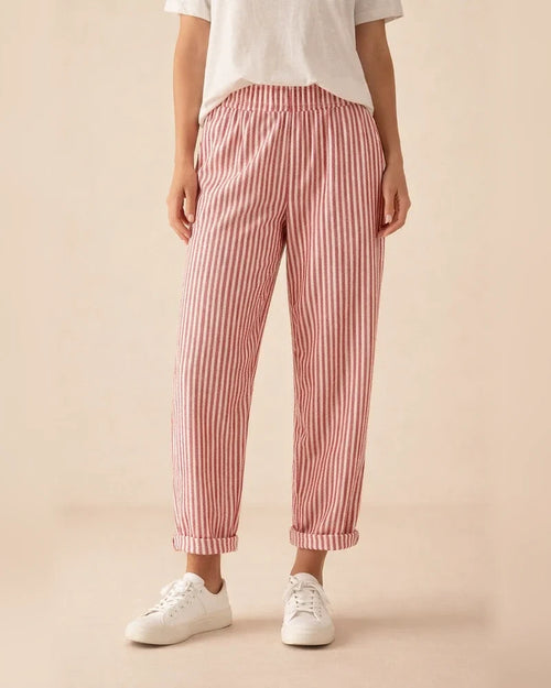 Women's Summer New Woven Jacquard Striped Splicing Casual Pants | JRSEE:f096c32c-3a40-4dd5-b8ae-0c4df13a9e88