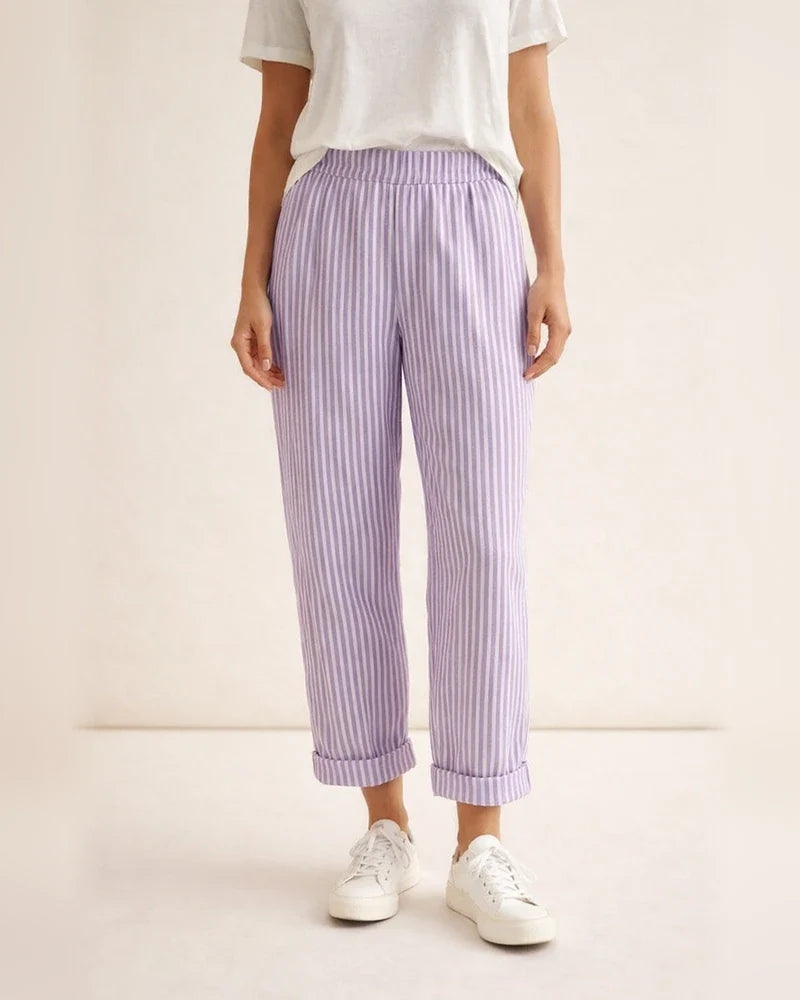 Women's Summer New Woven Jacquard Striped Splicing Casual Pants | JRSEE:345f33ce-9e20-4c35-80a8-8fafbcab80da