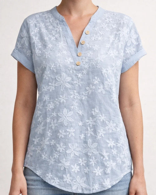 Women's Summer Simple Casual Printed V-neck Short-Sleeve Shirt 3 | JRSEE:353966ca-2ff4-49de-9622-95e4b52ae8ad