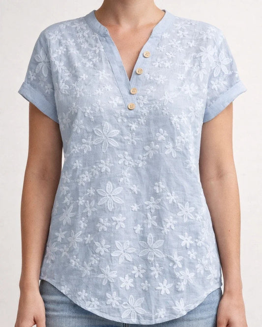 Women's Summer Simple Casual Printed V-neck Short-Sleeve Shirt 3 | JRSEE:353966ca-2ff4-49de-9622-95e4b52ae8ad