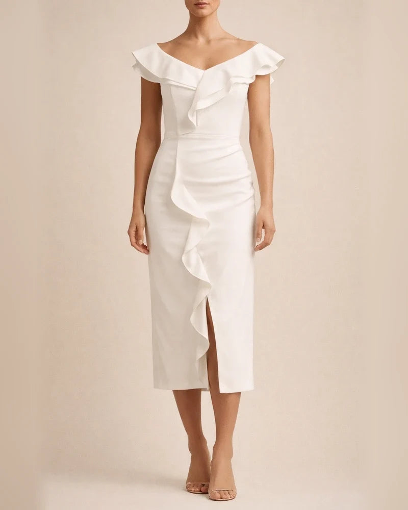 Women's Summer Solid Color V-neck Short-sleeved Dresses Long Dress | JRSEE:b8cb2818-2173-48a6-ab1c-007baeec5aff