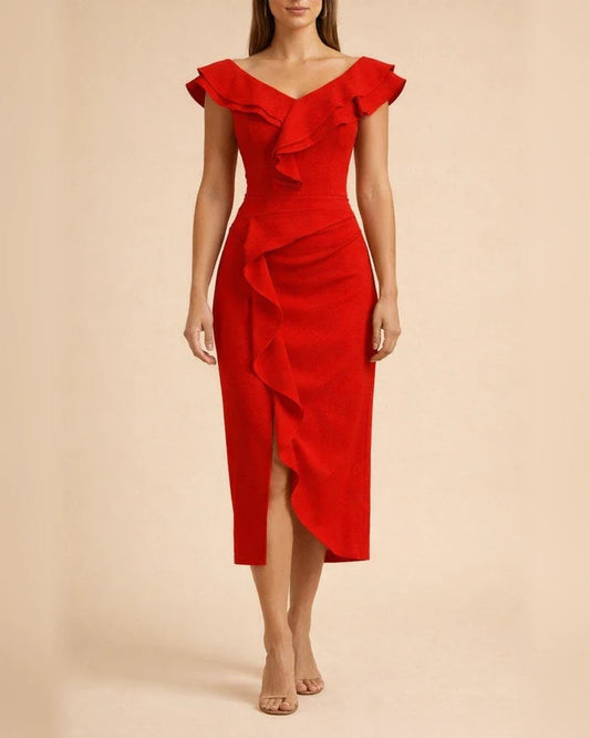 Women's Summer Solid Color V-neck Short-sleeved Dresses Long Dress | JRSEE:219c9970-73d9-4c42-bb2f-64e8e9578a74