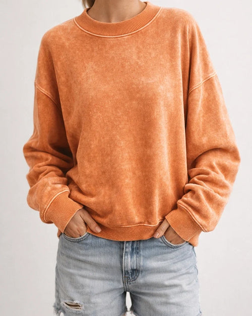 Women's Sweater Autumn New Solid Color Sweater Casual Commuter Loose Headset Round Neck Long-sleeved Tops Female Models | JRSEE:996ded25-0218-4e16-853c-5e113ac1989a