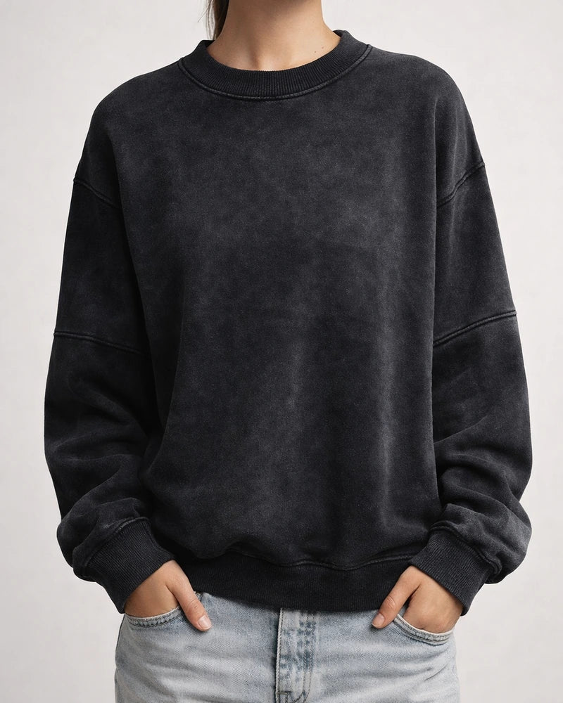 Women's Sweater Autumn New Solid Color Sweater Casual Commuter Loose Headset Round Neck Long-sleeved Tops Female Models | JRSEE:f56ba6b6-d0a1-4d74-b77e-747a0e7d740b
