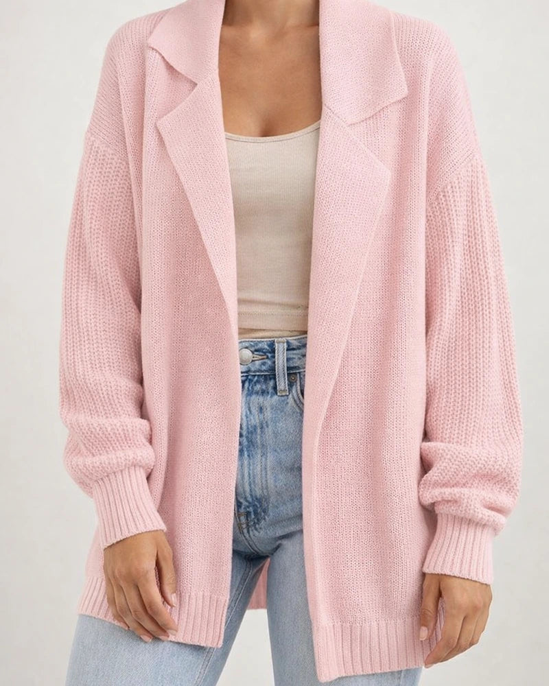 Women's Sweater Cardigan Solid Color Suit Collar Long-sleeved Knit Jacket Autumn and Winter Fashion Sweater | JRSEE:31674947-6dff-4536-8f6d-395c74cb3d17