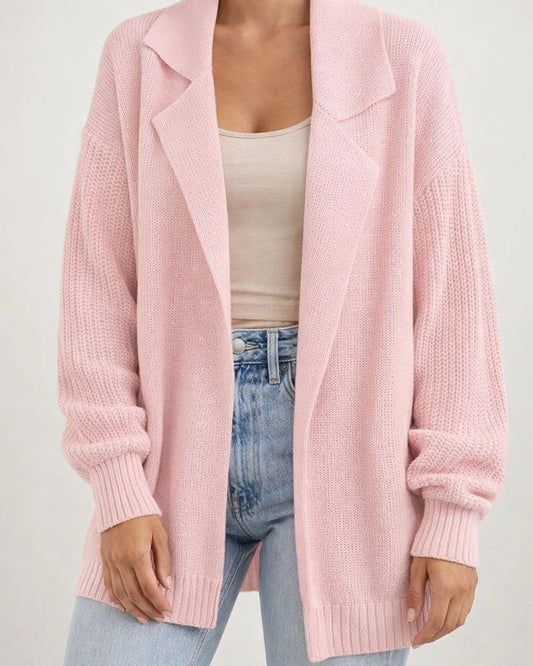 Women's Sweater Cardigan Solid Color Suit Collar Long-sleeved Knit Jacket Autumn and Winter Fashion Sweater | JRSEE:31674947-6dff-4536-8f6d-395c74cb3d17