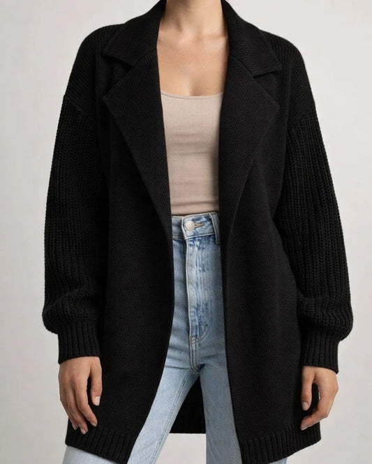 Women's Sweater Cardigan Solid Color Suit Collar Long-sleeved Knit Jacket Autumn and Winter Fashion Sweater | JRSEE:fd34128d-c825-4a5a-ab87-d47862c6087b