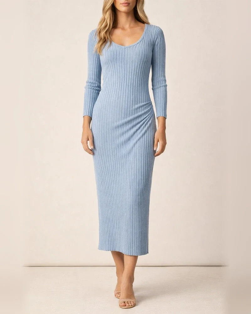 Women's Sweater Dress Winter Dress Sheath Dress Midi Dress Blue Khaki Red White Black Long Sleeve Pure Color Patchwork Winter Fall V Neck Casual 2022 S M L XL XXL 3XL 4XL 5XL | JRSEE:fd5e1bd8-3d8c-417b-a6a3-5041fadad0cf
