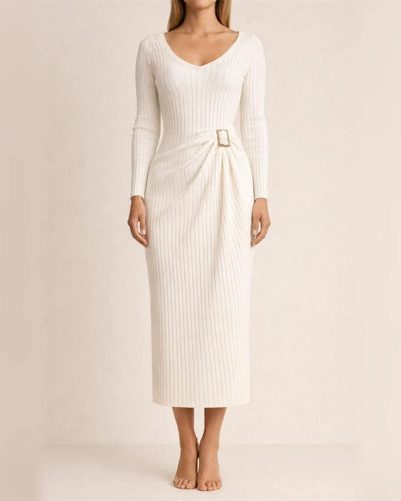 Women's Sweater Dress Winter Dress Sheath Dress Midi Dress Blue Khaki Red White Black Long Sleeve Pure Color Patchwork Winter Fall V Neck Casual 2022 S M L XL XXL 3XL 4XL 5XL | JRSEE:f469079c-bb7d-4c0d-b2cc-301b342d2af0