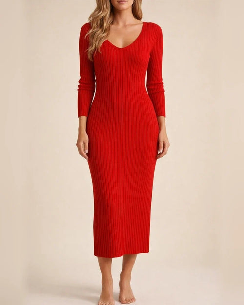 Women's Sweater Dress Winter Dress Sheath Dress Midi Dress Blue Khaki Red White Black Long Sleeve Pure Color Patchwork Winter Fall V Neck Casual 2022 S M L XL XXL 3XL 4XL 5XL | JRSEE:d0b32f85-32dd-423f-b3ac-454cb744c806