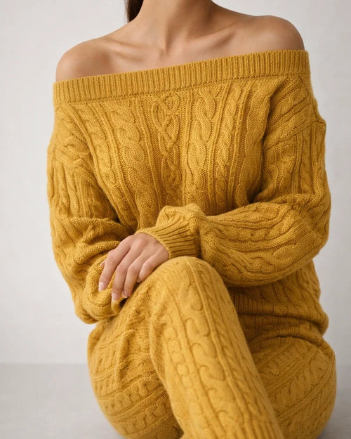 Women's Sweater Set Jumper Cable Knit Solid Color Crew Neck Stylish Casual Outdoor Home Winter Fall Black Blue S M L | JRSEE:c89bbb37-8911-4977-a984-c5c0d4ed17a6