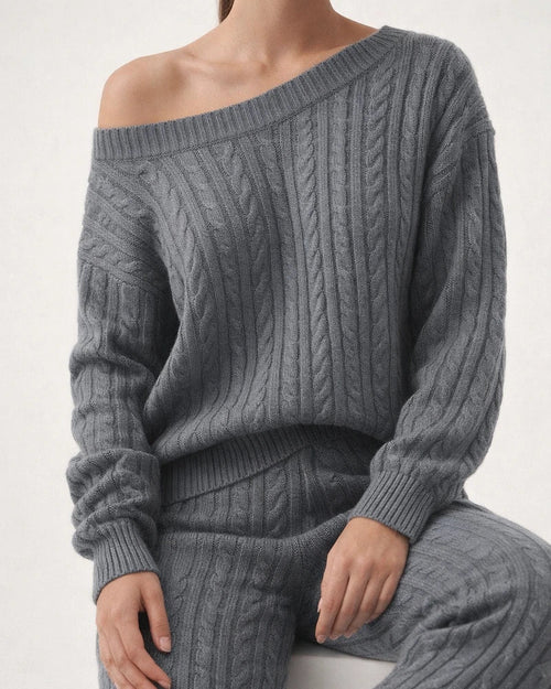 Women's Sweater Set Jumper Cable Knit Solid Color Crew Neck Stylish Casual Outdoor Home Winter Fall Black Blue S M L | JRSEE:da3604d5-0127-46eb-93d9-68c14a91a8e2