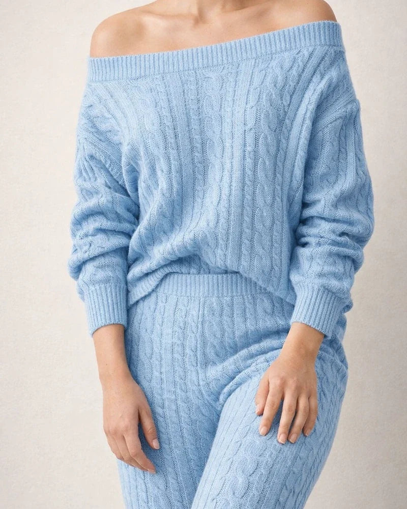 Women's Sweater Set Jumper Cable Knit Solid Color Crew Neck Stylish Casual Outdoor Home Winter Fall Black Blue S M L | JRSEE:ccbbff50-7eed-420d-855a-ec60d19710d7