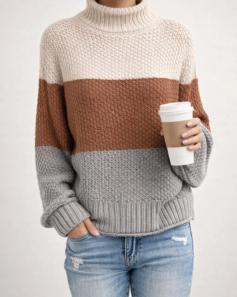 Women's Sweater Stripe Solid Color Basic Casual Long Sleeve Sweater Cardigans Turtleneck Fall Winter Navy Deep burgundy Khaki White Gray | JRSEE:28d9f4ce-d66a-4580-a454-9dad78036992