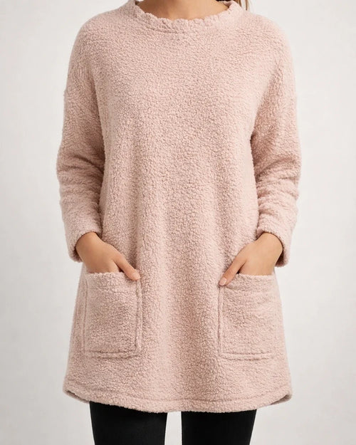 Women's Sweatshirt Pullover Sherpa Fleece Teddy Pocket Marron Blue Purple Solid Color Street Round Neck Long Sleeve Fleece S M L XL 2XL 3XL | JRSEE:3a7725d0-ace3-46cc-816e-29339b20eccd
