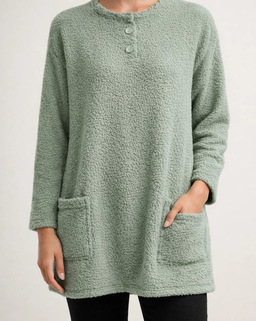 Women's Sweatshirt Pullover Sherpa Fleece Teddy Pocket Marron Blue Purple Solid Color Street Round Neck Long Sleeve Fleece S M L XL 2XL 3XL | JRSEE:86b0d3fe-82e5-48ee-90a5-773c1478be27
