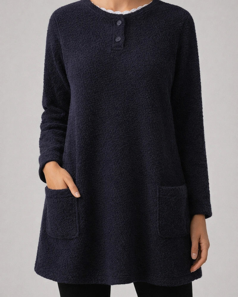 Women's Sweatshirt Pullover Sherpa Fleece Teddy Pocket Marron Blue Purple Solid Color Street Round Neck Long Sleeve Fleece S M L XL 2XL 3XL | JRSEE:7d70b802-5a24-49e9-97bb-be82ce646b0d