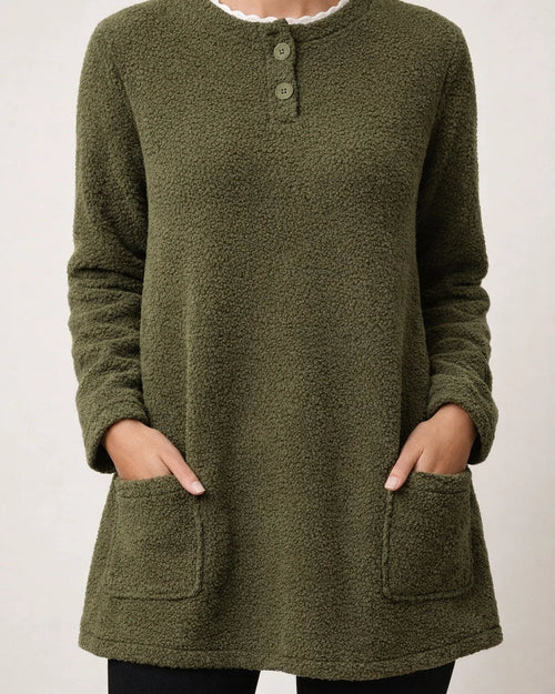 Women's Sweatshirt Pullover Sherpa Fleece Teddy Pocket Marron Blue Purple Solid Color Street Round Neck Long Sleeve Fleece S M L XL 2XL 3XL | JRSEE:8601d64b-1a94-4c01-9ee9-e0bc2b7c9bc1