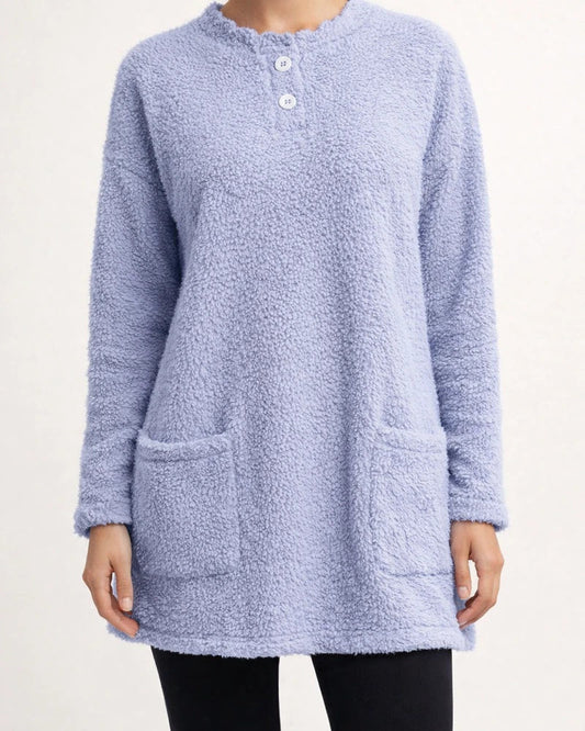 Women's Sweatshirt Pullover Sherpa Fleece Teddy Pocket Marron Blue Purple Solid Color Street Round Neck Long Sleeve Fleece S M L XL 2XL 3XL | JRSEE:0fff1de1-5d4a-466b-bcb1-e927670632ce