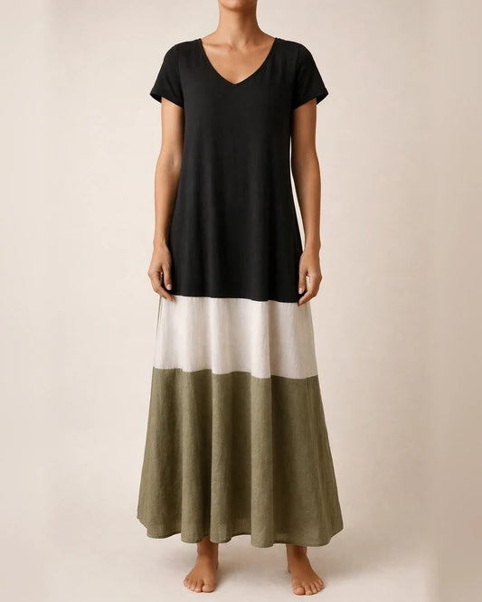 Women's T Shirt Dress Tee Dress Maxi long Dress Black Blue Gray Yellow Red Short Sleeve Color Block Patchwork Spring Summer Round Neck Casual Boom Sale Dress S M L XL XXL 3XL 4XL 5XL | JRSEE:76608898-f1c0-49bb-a09e-aa5cf3d17d0c