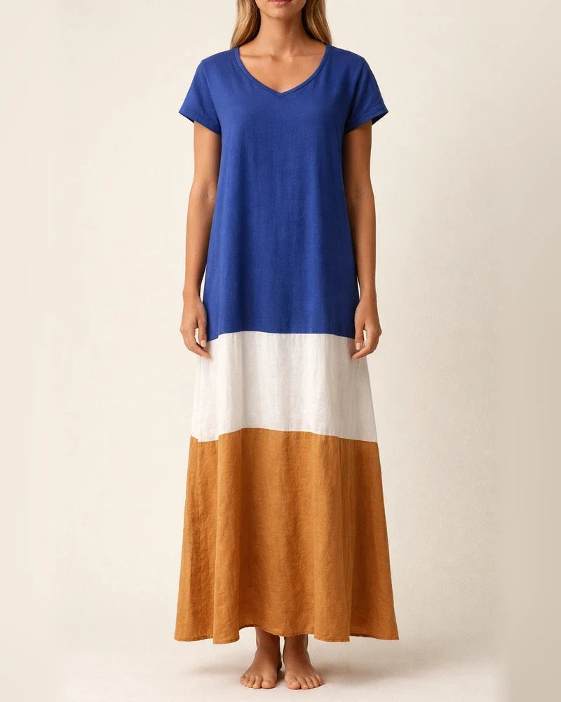 Women's T Shirt Dress Tee Dress Maxi long Dress Black Blue Gray Yellow Red Short Sleeve Color Block Patchwork Spring Summer Round Neck Casual Boom Sale Dress S M L XL XXL 3XL 4XL 5XL | JRSEE:2f7c7c49-1ec0-4715-a936-176b7d8ceaec